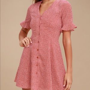 Lulu’s Castana Rust Red Dress Medium